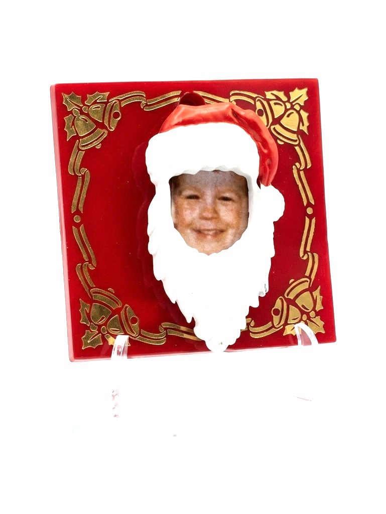 Jj Jonette Santa Claus Photo Frame Brooch Pin New Vintage Rare Signed
